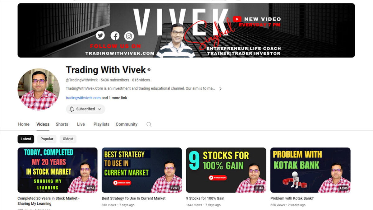 vivek singhal official youtube channel Trading with Vivek